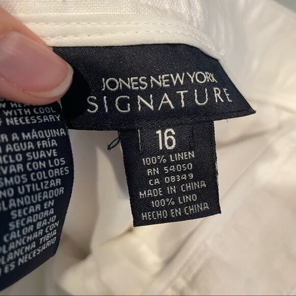 Jones New York White 100% Linen Slacks Pants Womens 16 Beachy Lagenlook Natural - Picture 7 of 7